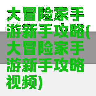 大冒险家手游新手攻略(大冒险家手游新手攻略视频)