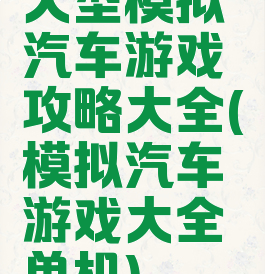 大型模拟汽车游戏攻略大全(模拟汽车游戏大全单机)