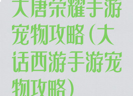 大唐荣耀手游宠物攻略(大话西游手游宠物攻略)