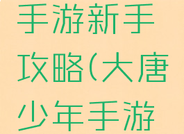 大唐荣耀手游新手攻略(大唐少年手游攻略)