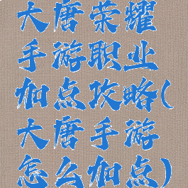 大唐荣耀手游职业加点攻略(大唐手游怎么加点)