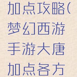 大唐荣耀手游职业加点攻略(梦幻西游手游大唐加点各方案加点分享)