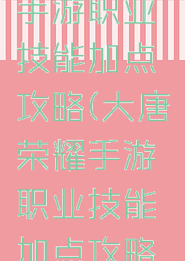 大唐荣耀手游职业技能加点攻略(大唐荣耀手游职业技能加点攻略图)