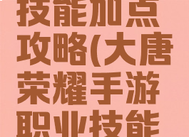 大唐荣耀手游职业技能加点攻略(大唐荣耀手游职业技能加点攻略大全)