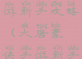 大唐豪侠手游新手攻略(大唐豪侠手游新手攻略视频)