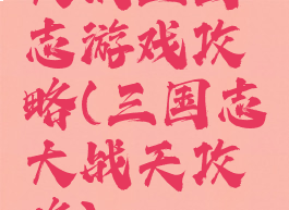 大战三国志游戏攻略(三国志大战天攻略)