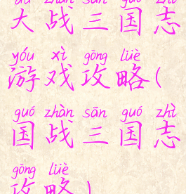 大战三国志游戏攻略(国战三国志攻略)