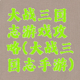 大战三国志游戏攻略(大战三国志手游)