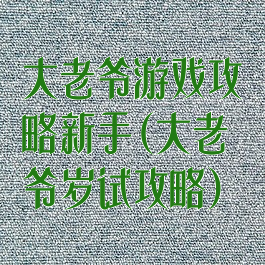 大老爷游戏攻略新手(大老爷岁试攻略)