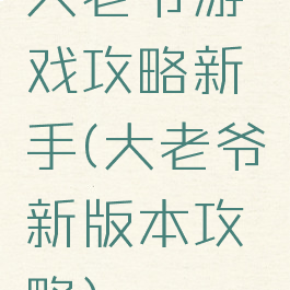大老爷游戏攻略新手(大老爷新版本攻略)