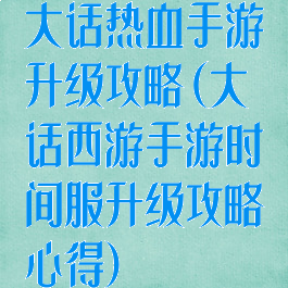 大话热血手游升级攻略(大话西游手游时间服升级攻略心得)
