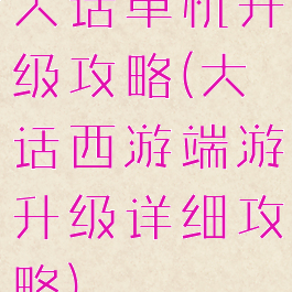 大话单机升级攻略(大话西游端游升级详细攻略)