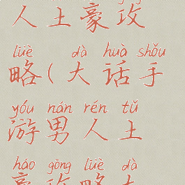 大话手游男人土豪攻略(大话手游男人土豪攻略大全)