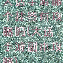 大话手游哪个挂签有攻略吗(大话手游副本攻略)