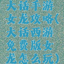 大话手游女龙攻略(大话西游免费版女龙怎么玩)