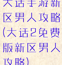 大话手游新区男人攻略(大话2免费版新区男人攻略)