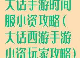 大话手游时间服小资攻略(大话西游手游小资玩家攻略)