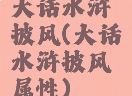 大话水浒披风(大话水浒披风属性)