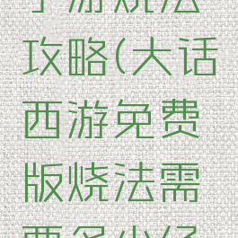 大话西游手游烧法攻略(大话西游免费版烧法需要多少经验)