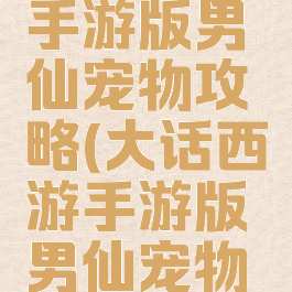 大话西游手游版男仙宠物攻略(大话西游手游版男仙宠物攻略视频)