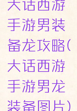 大话西游手游男装备龙攻略(大话西游手游男龙装备图片)