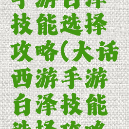 大话西游手游白泽技能选择攻略(大话西游手游白泽技能选择攻略视频)