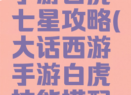 大话西游手游白虎七星攻略(大话西游手游白虎技能搭配攻略)