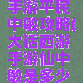 大话西游手游平民中敏攻略(大话西游手游仙中敏是多少敏)