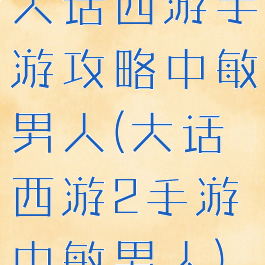 大话西游手游攻略中敏男人(大话西游2手游中敏男人)
