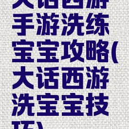 大话西游手游洗练宝宝攻略(大话西游洗宝宝技巧)