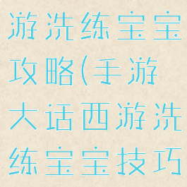 大话西游手游洗练宝宝攻略(手游大话西游洗练宝宝技巧)