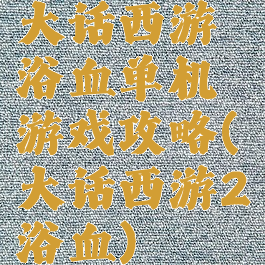 大话西游浴血单机游戏攻略(大话西游2浴血)