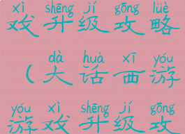 大话西游游戏升级攻略(大话西游游戏升级攻略视频)