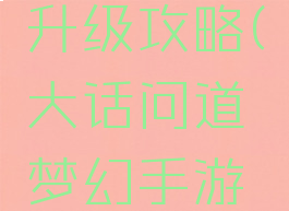 大话问道梦幻手游升级攻略(大话问道梦幻手游升级攻略视频)