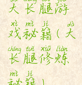 大长腿游戏秘籍(大长腿修炼秘籍)