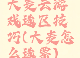 大麦云游戏选区技巧(大麦怎么选票)