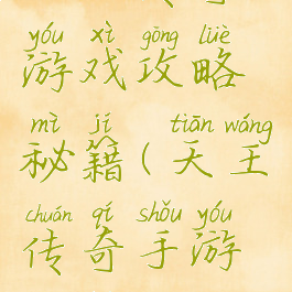 天王传奇游戏攻略秘籍(天王传奇手游攻略)