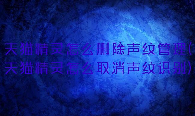 天猫精灵怎么删除声纹管理(天猫精灵怎么取消声纹识别)