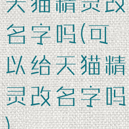 天猫精灵改名字吗(可以给天猫精灵改名字吗)