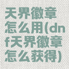 天界徽章怎么用(dnf天界徽章怎么获得)