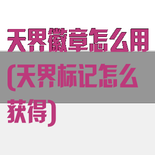 天界徽章怎么用(天界标记怎么获得)