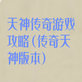 天神传奇游戏攻略(传奇天神版本)