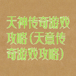 天神传奇游戏攻略(天意传奇游戏攻略)