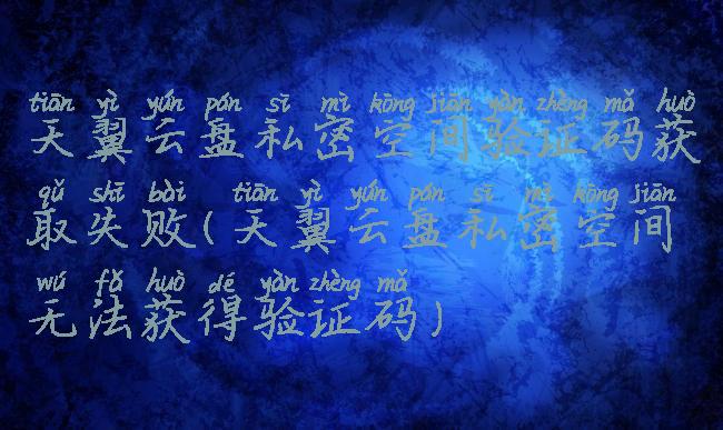 天翼云盘私密空间验证码获取失败(天翼云盘私密空间无法获得验证码)