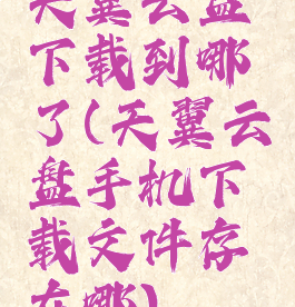 天翼云盘下载到哪了(天翼云盘手机下载文件存在哪)