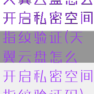 天翼云盘怎么开启私密空间指纹验证(天翼云盘怎么开启私密空间指纹验证码)