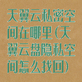 天翼云私密空间在哪里(天翼云盘隐私空间怎么找回)