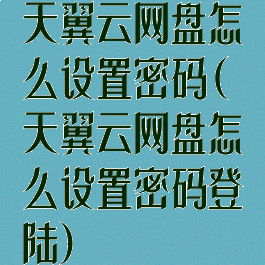 天翼云网盘怎么设置密码(天翼云网盘怎么设置密码登陆)