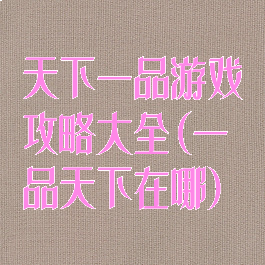 天下一品游戏攻略大全(一品天下在哪)