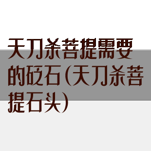 天刀杀菩提需要的砭石(天刀杀菩提石头)